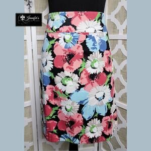 Talbots Women's Textured Floral Wide Band Pencil Skirt Size 8